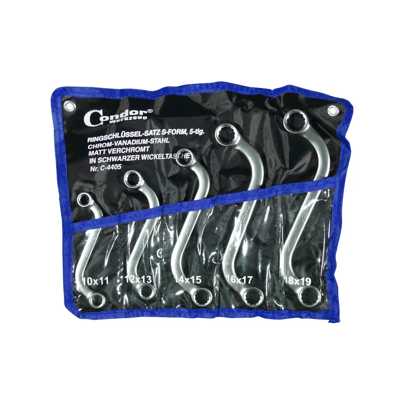 Önindító csillagkulcs készlet S alakú 10-19mm 5 részes