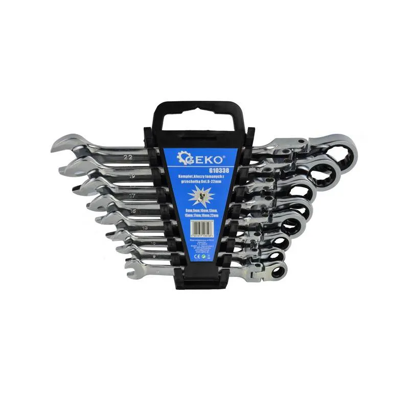 Csuklós racsnis csillag villáskulcs készlet 8-22mm 8 részes