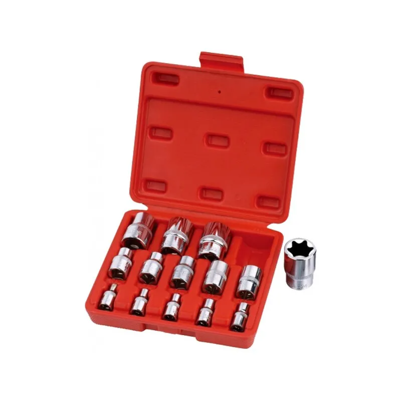 E-torx dugókulcs készlet E4-E24 1/4″, 3/8″, 1/2″ 14 részes