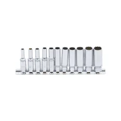 Hosszú dugókulcs készlet 12 szögű 4-13mm 1/4″ 11 részes