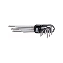 Hajlított furatos ötágú torx kulcs készlet TS10-TS50 9 részes
