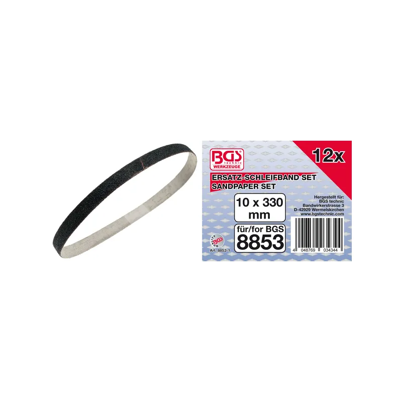 Csiszoló szalag készlet 10mmx330mm BGS-8853-hoz 12 részes