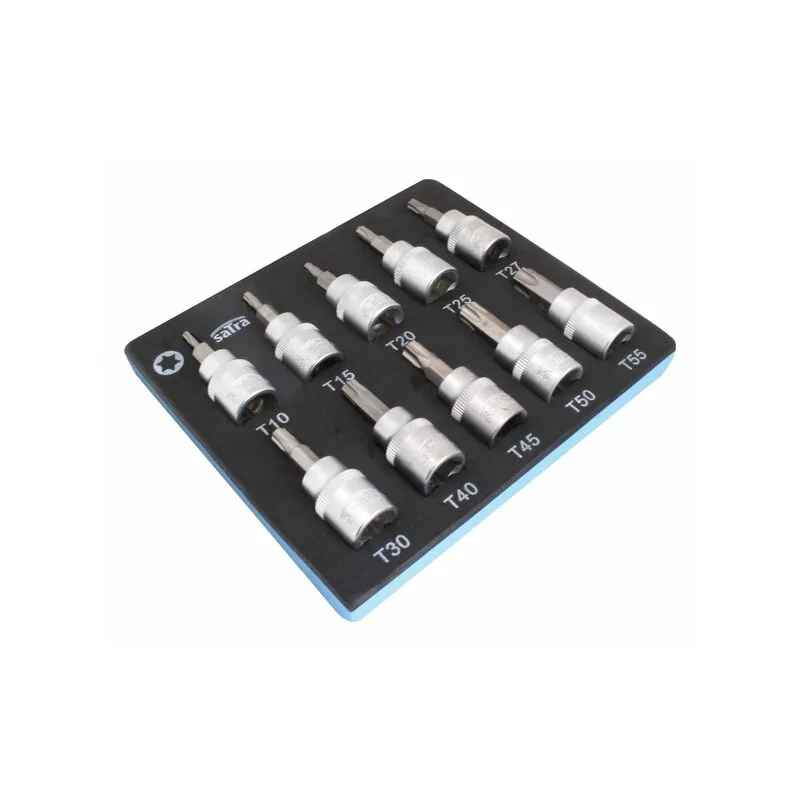 Tálcás torx bit dugókulcs készlet 3/8″ T10-T55 10 részes