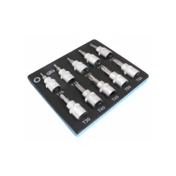 Tálcás torx bit dugókulcs készlet 3/8″ T10-T55 10 részes