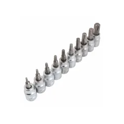 Tálcás torx bit dugókulcs készlet 3/8″ T10-T55 10 részes
