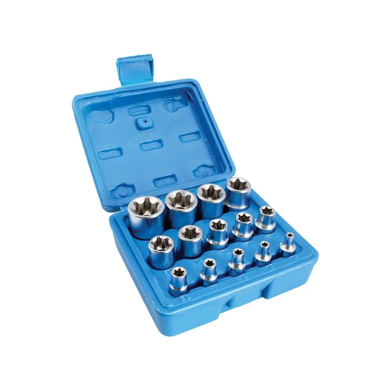E-torx dugókulcs készlet E4-E24 1/4″, 3/8″, 1/2″ 14 részes