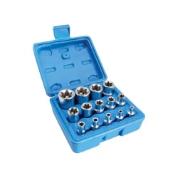 E-torx dugókulcs készlet E4-E24 1/4″, 3/8″, 1/2″ 14 részes