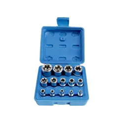 E-torx dugókulcs készlet E4-E24 1/4″, 3/8″, 1/2″ 14 részes