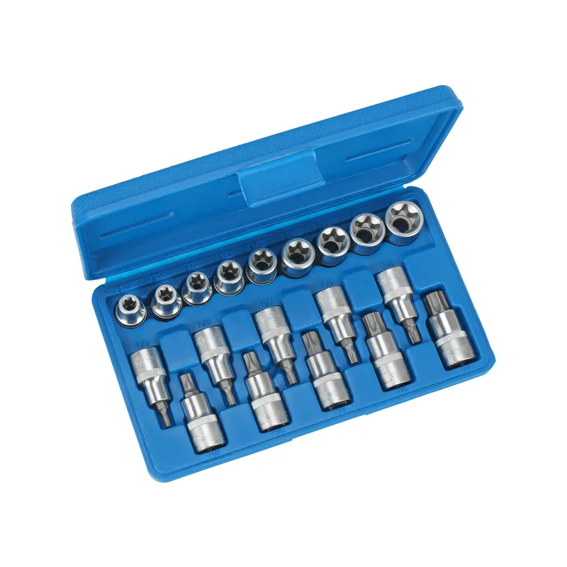 Furatos torx bit dugókulcs és E-torx dugókulcs készlet 1/2″ T20-70, E10-24