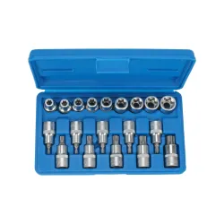 Furatos torx bit dugókulcs és E-torx dugókulcs készlet 1/2″ T20-70, E10-24