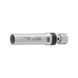 Csuklós gyertyakulcs tartórugóval 14mm 12 szögű 3/8″