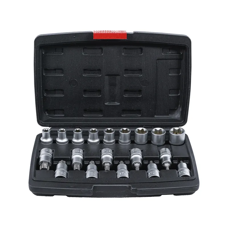 Torx dugókulcs készlet T20-T70, E10-E24 1/2″ 19 részes