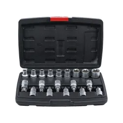 Torx dugókulcs készlet T20-T70, E10-E24 1/2″ 19 részes