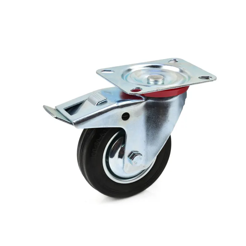Forgó kerék fékkel acél/gumi 70kg 100mm