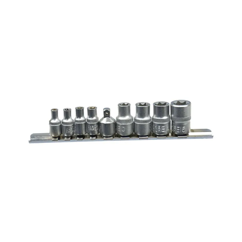 E-torx dugókulcs készlet 1/4″, 3/8″ E5-E16 9 részes
