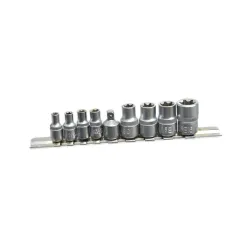 E-torx dugókulcs készlet 1/4″, 3/8″ E5-E16 9 részes