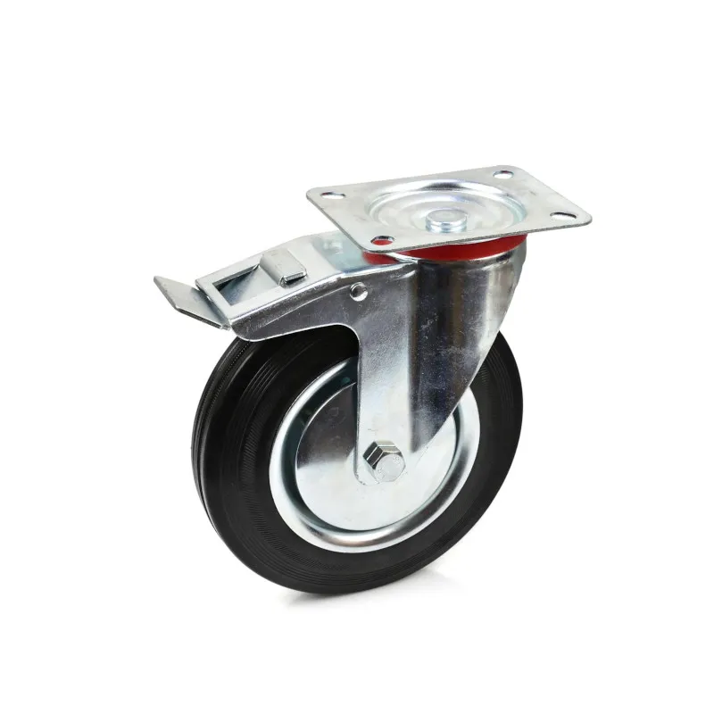 Forgó kerék fékkel acél/gumi 180kg 200mm